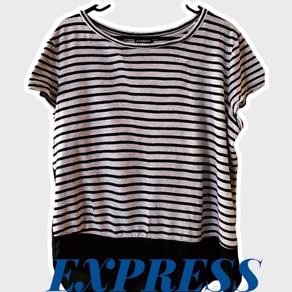Express Gray & Black Striped T
